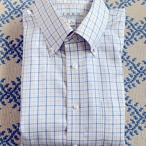 Enro Blue and Tan plaid dress shirt